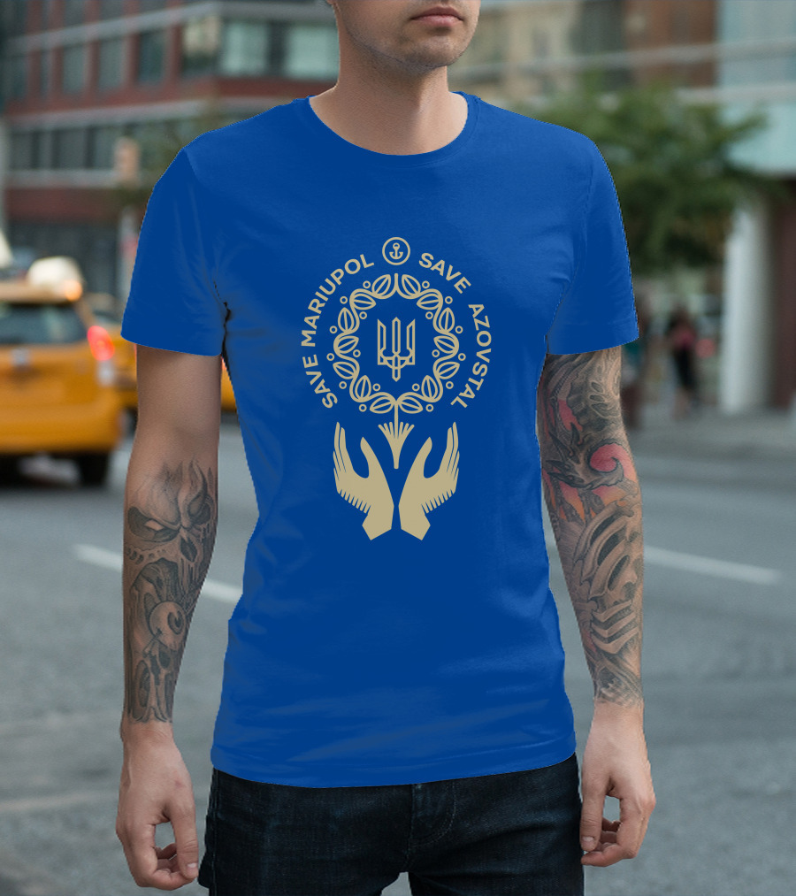 Save Mariupol Save Azovstal Ukraine Symbol Anchor Hands T-Shirt