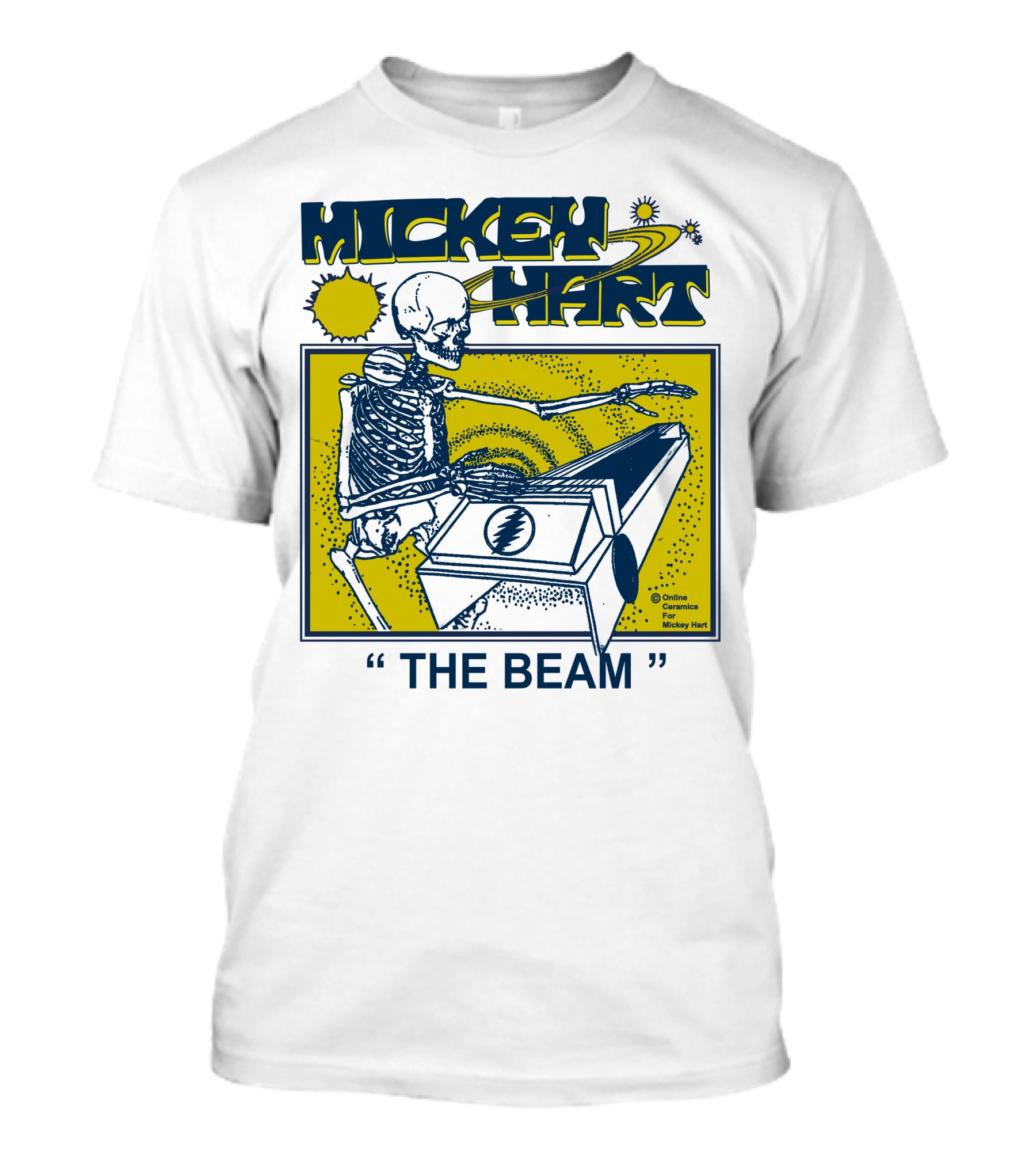 Mickey Hart The Beam Skeleton Playing Cosmic Instrument Online Ceramics T-Shirt