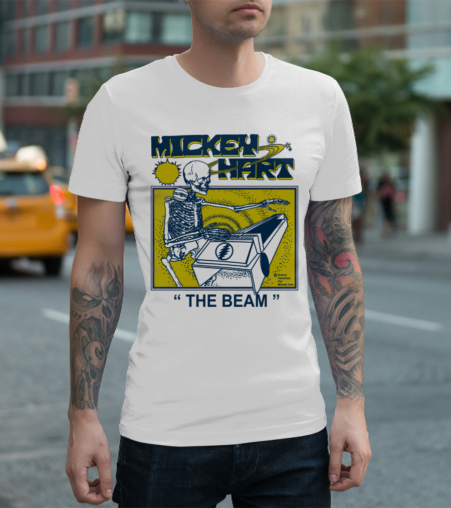 Mickey Hart The Beam Skeleton Playing Cosmic Instrument Online Ceramics T-Shirt