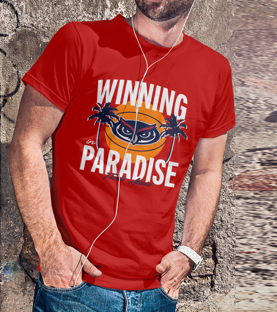 Winning In Paradise Florida Atlantic Owl Sunset Palms T-Shirt
