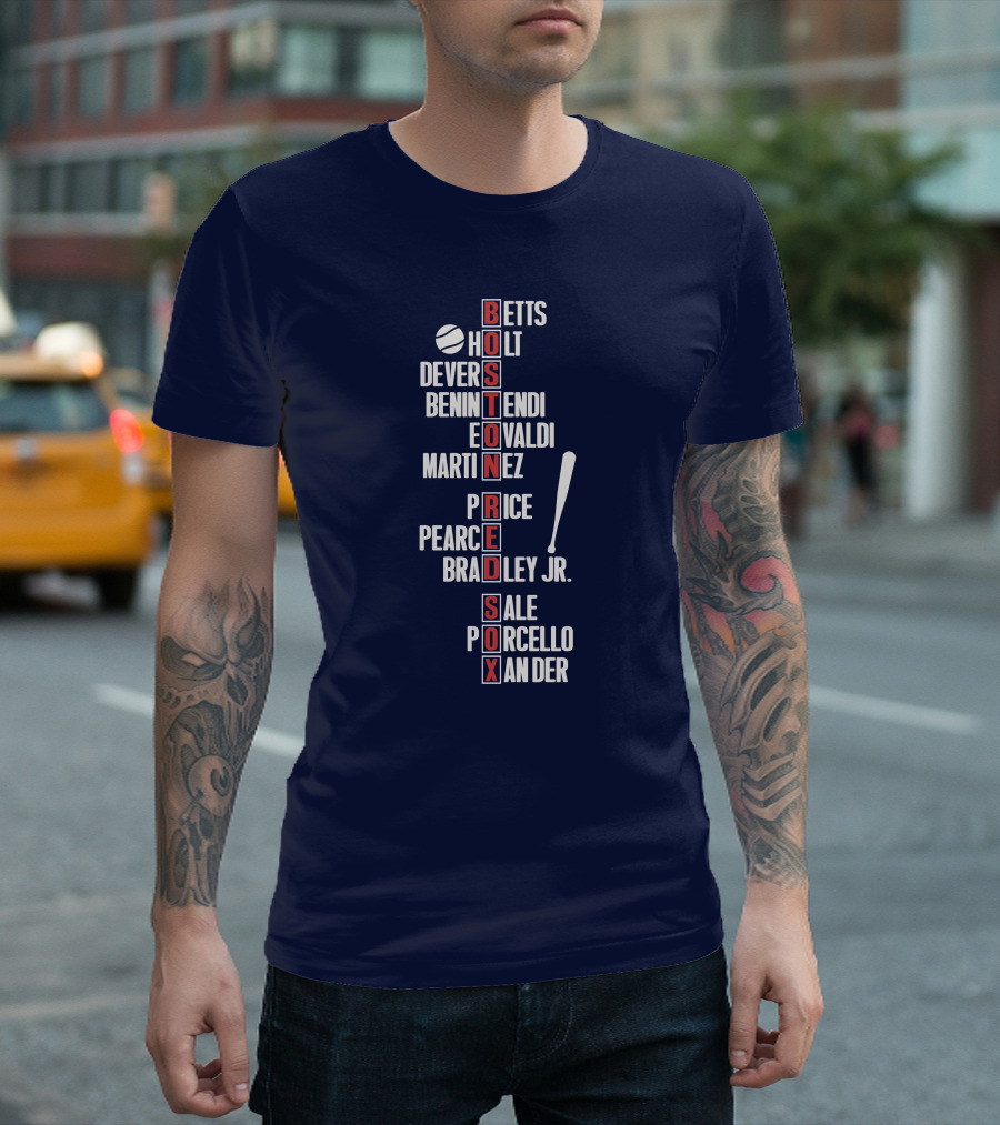 Boston Red Sox Betts Holt Devers Benintendi Eovaldi Martinez Price Pearce Bradley Jr. Sale Porcello Xander T-Shirt