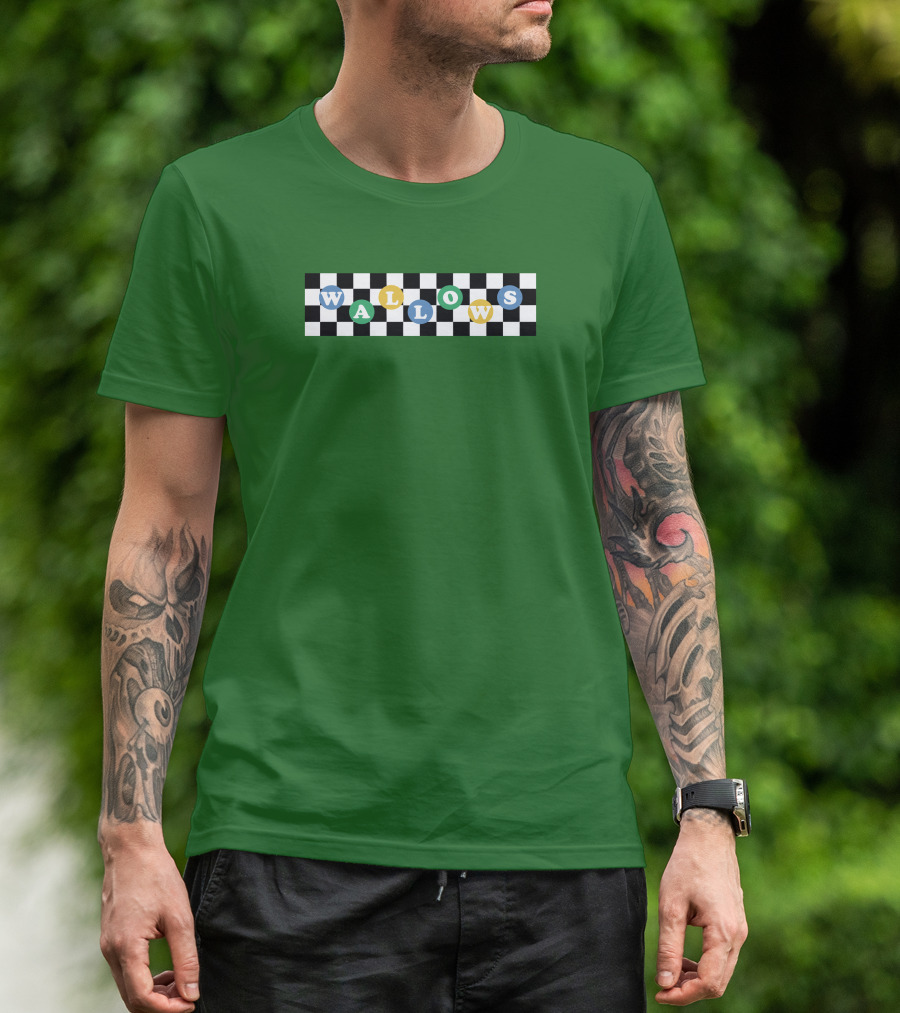 Wallows Checkered Pattern Green Background T-Shirt