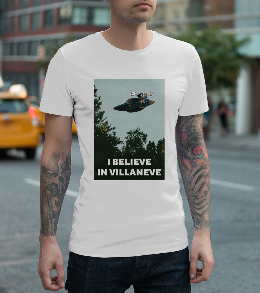 I Believe In Villaneve Trees UFO Scully Mulder Speech Bubbles T-Shirt