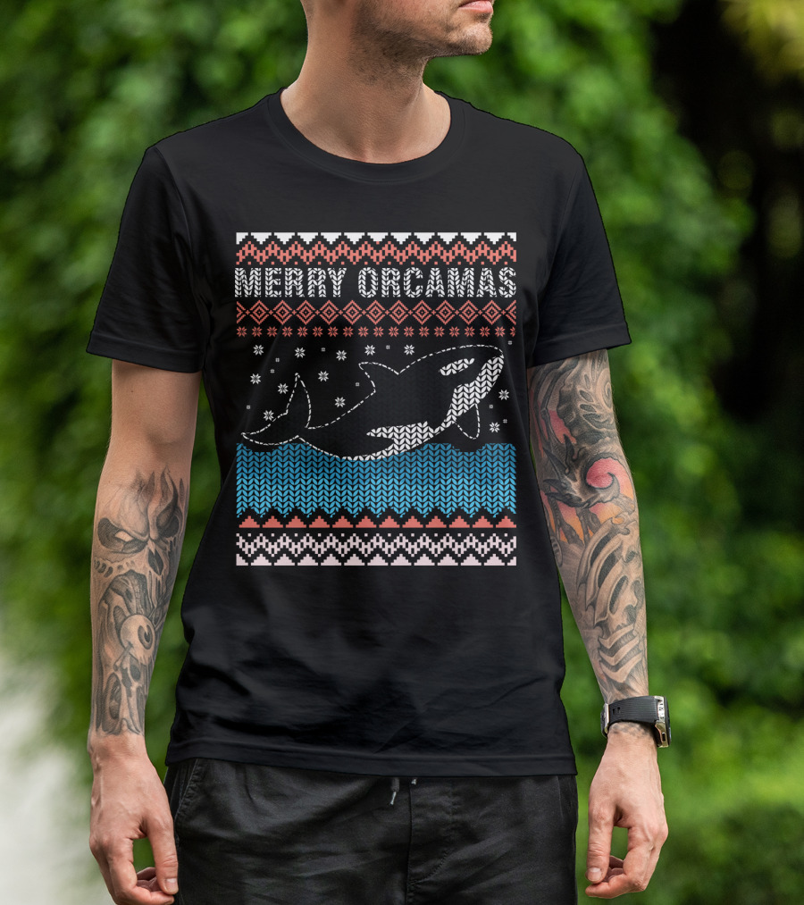 Merry Orcamas Ugly Christmas Orca Killer Whale T-Shirt