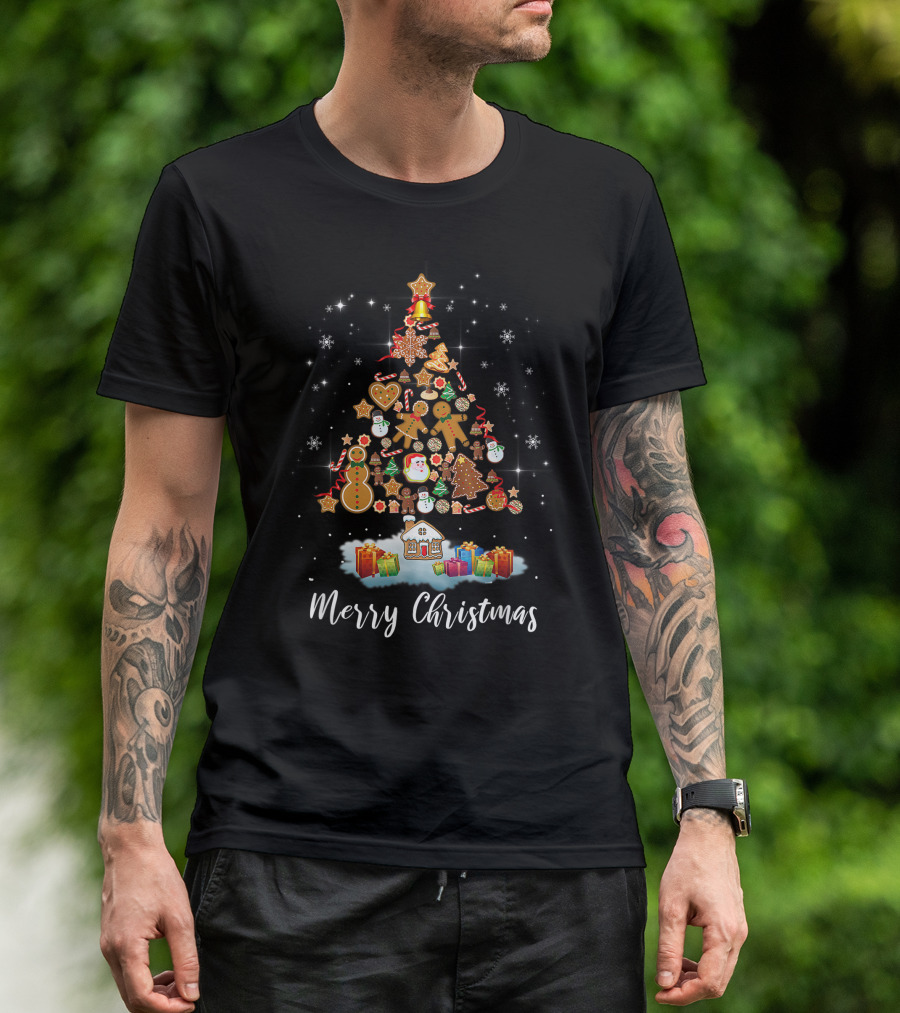 Merry Christmas Gingerbread Men Xmas Tree Cookie Snowman Pajama Gift T-Shirt