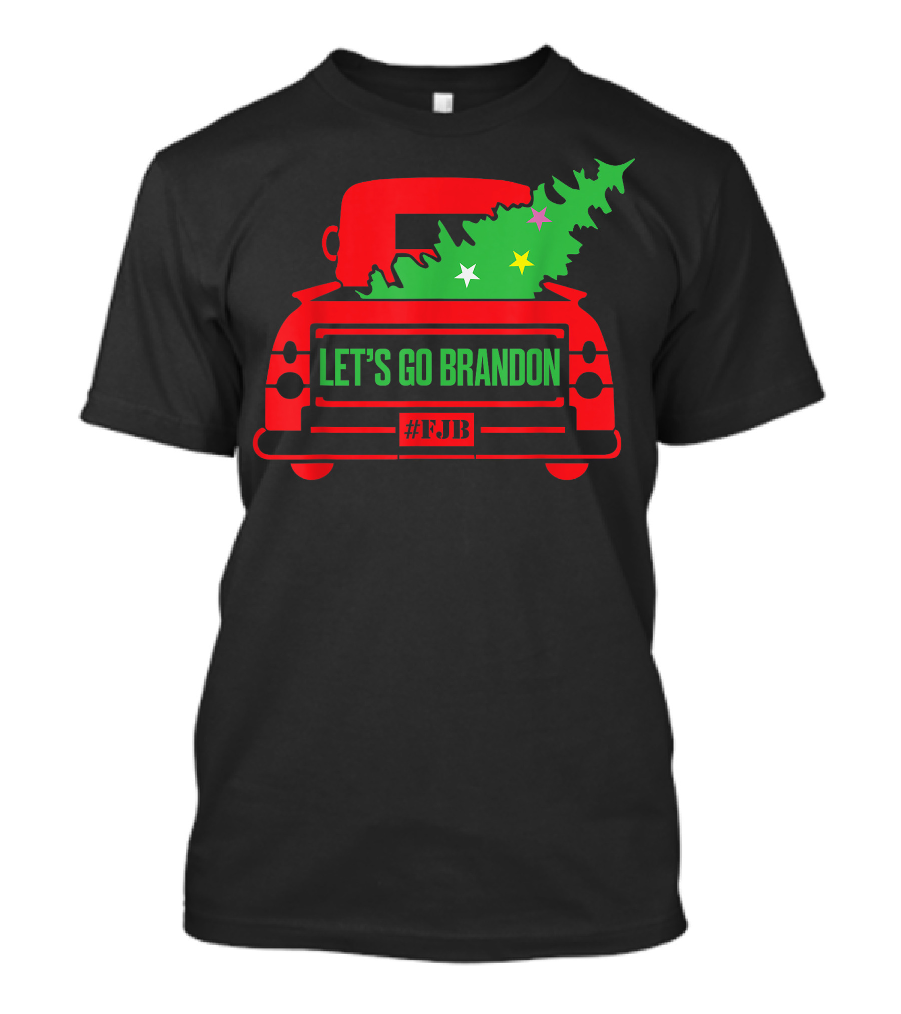 Let's Go Brandon Red Truck With Xmas Tree #FJB Christmas T-Shirt