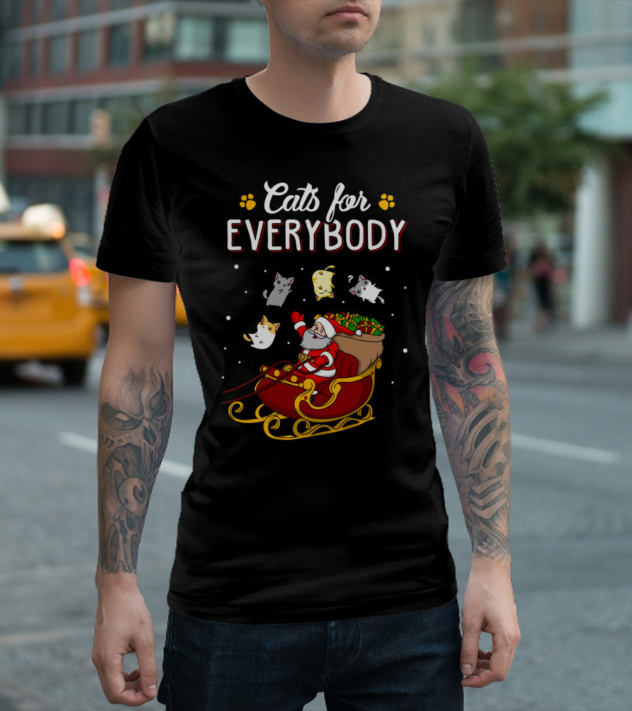 Cats For Everybody Santa Sleigh With Cats T-Shirt