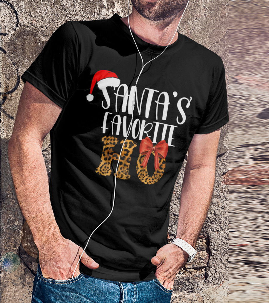 Santa's Favorite Ho Cheetah Print Christmas Holiday T-Shirt