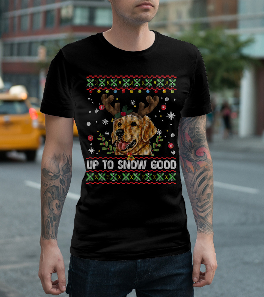 Golden Retriever Dog Reindeer Up To Snow Good T-Shirt