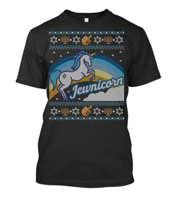 Jewnicorn Hanukkah Festive Unicorn With Menorah And Dreidel T-Shirt