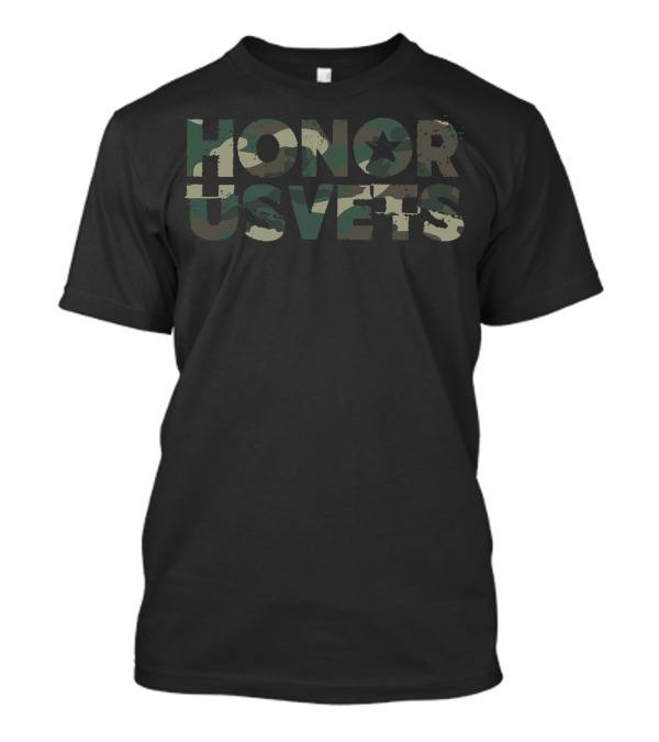 HONORUSVETS Make Camo Your Cause Camouflage Star Text T-Shirt