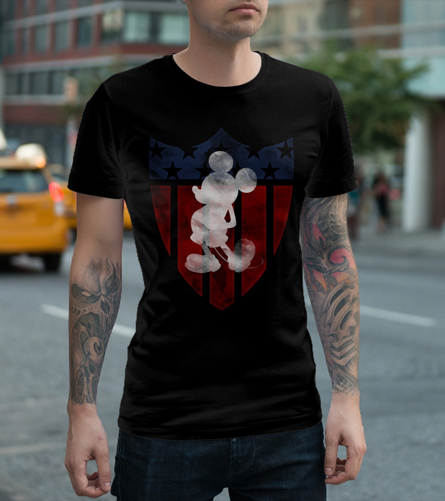 Vintage Disney Mickey Mouse Americana Shield T-Shirt