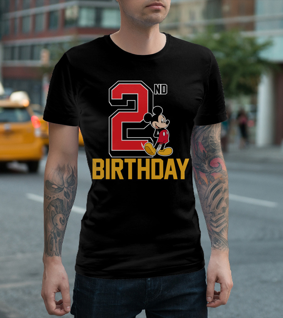 Mickey Mouse 2nd Birthday Celebration With Disney Themes T-Shirt