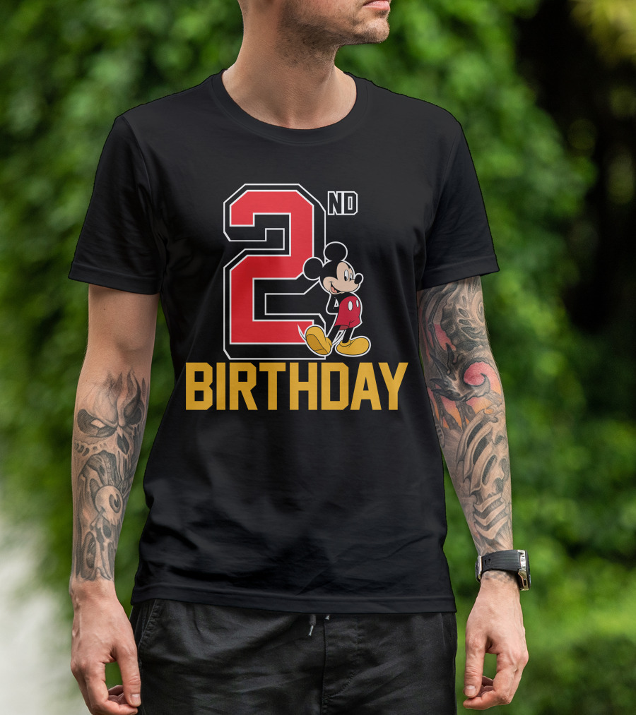 Mickey Mouse 2nd Birthday Celebration With Disney Themes T-Shirt