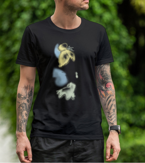 Disney Peter Pan Tinkerbell Black Airbrush Sketch Stars T-Shirt