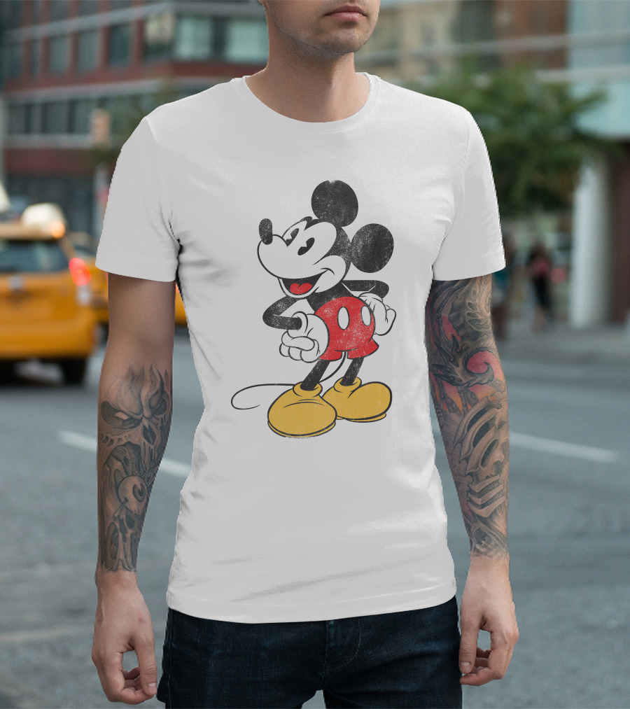 Mickey Mouse Classic Yellow Shoes Red Shorts Sassy Stance Disney T-Shirt