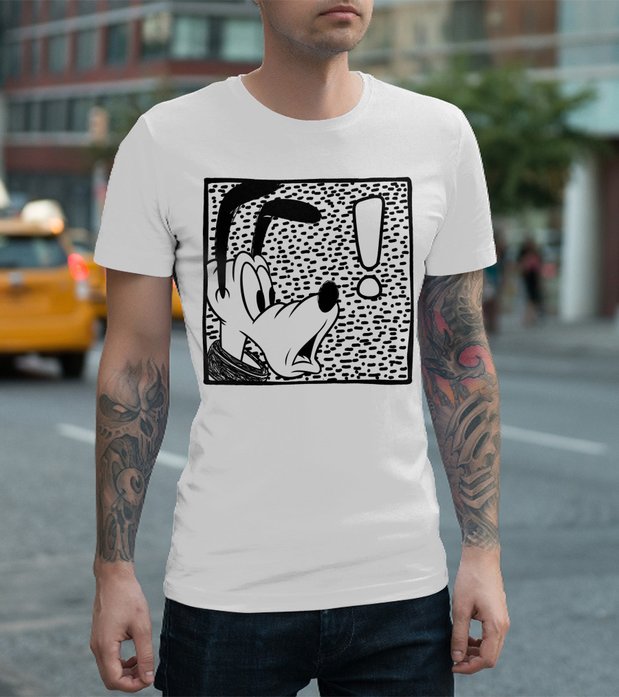 Disney Pluto Shocked Exclamation Point Reaction T-Shirt