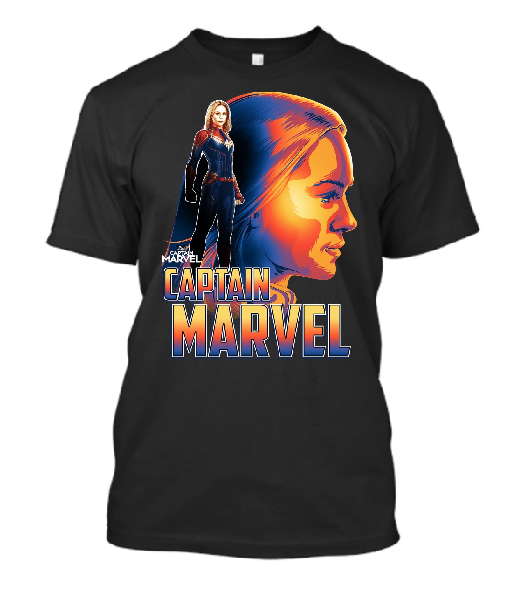 Captain Marvel Heroic Sunset Profile T-Shirt