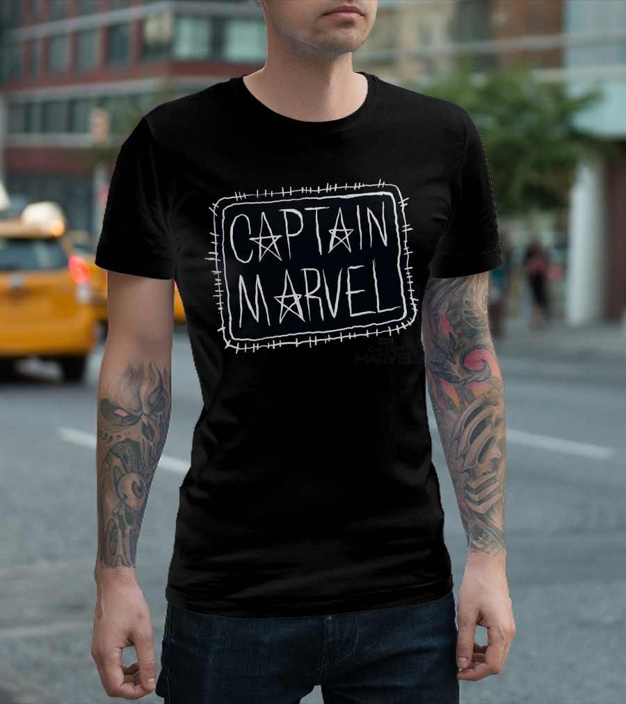Captain Marvel Star Sketch Patch T-Shirt