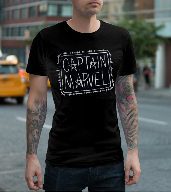 Captain Marvel Star Sketch Patch T-Shirt