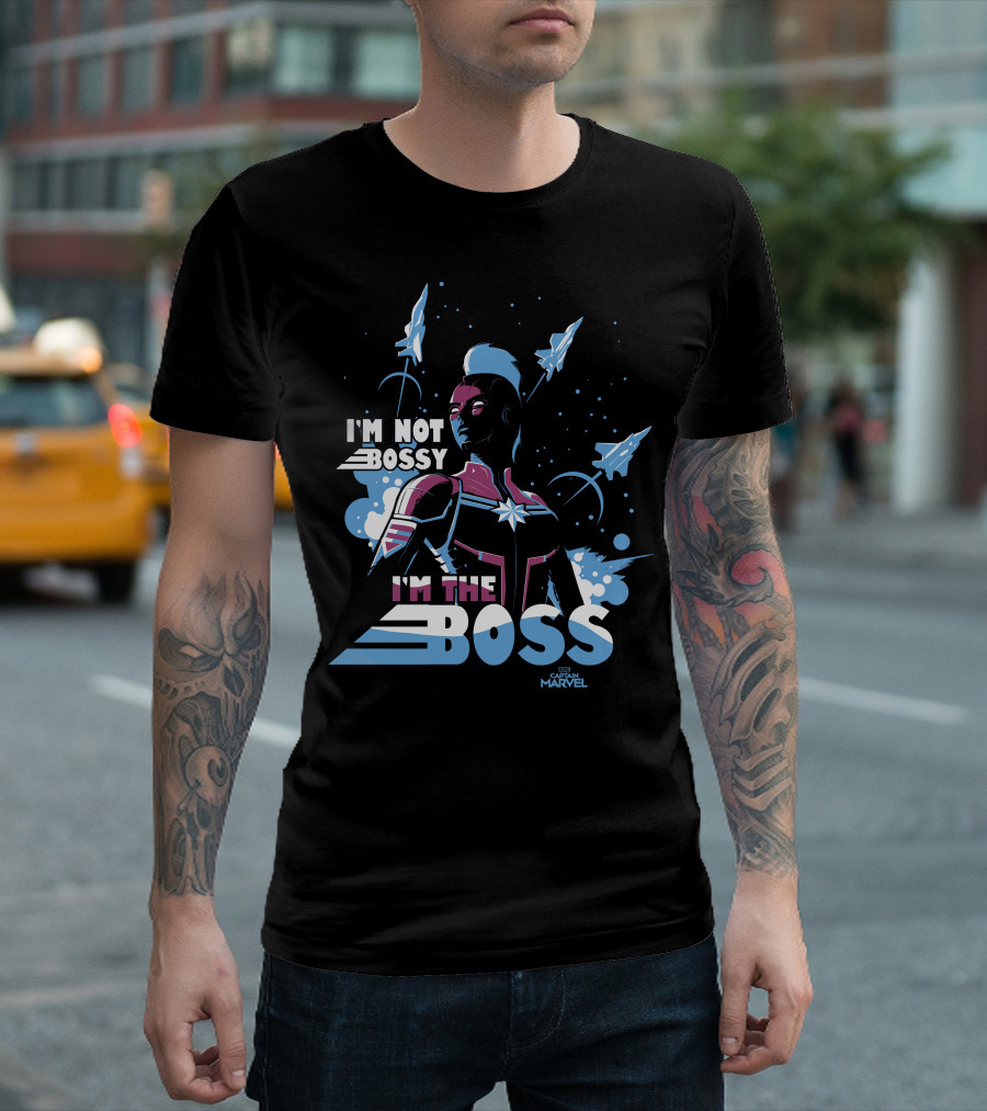 Captain Marvel I'm Not Bossy I'm The Boss Space Blue Red T-Shirt