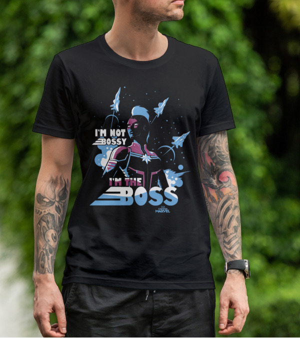 Captain Marvel I'm Not Bossy I'm The Boss Space Blue Red T-Shirt
