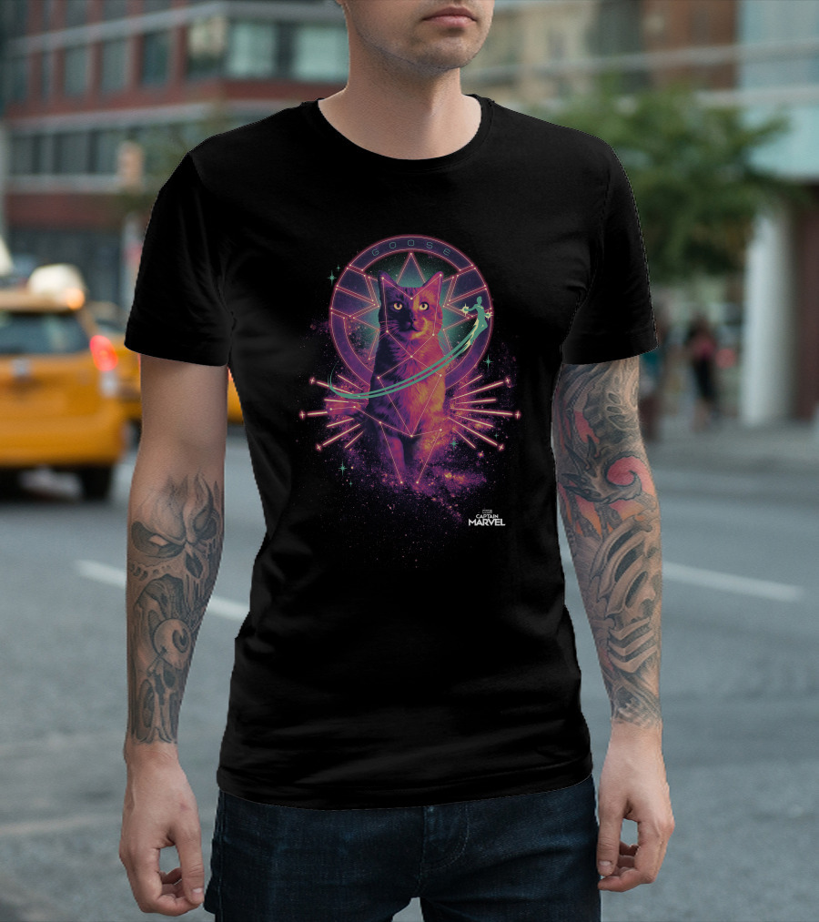 Captain Marvel Goose Cosmic Neon T-Shirt
