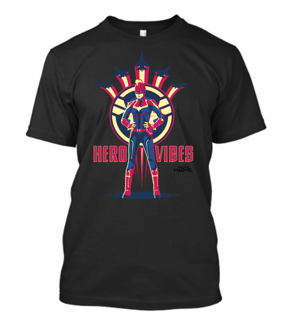 Captain Marvel Hero Vibes With Planes And Iconic Emblem T-Shirt