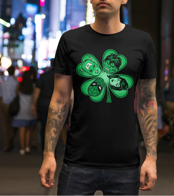 Marvel Avengers Shamrock Captain Spider Hulk Widow T-Shirt