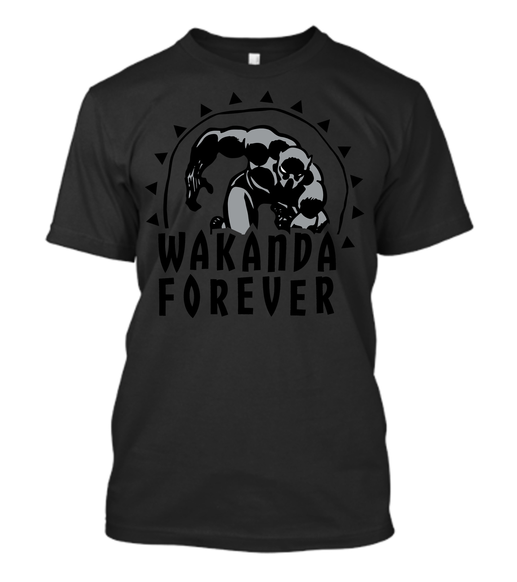 Marvel Black Panther Wakanda Forever Sun Triangles Hero Pose T-Shirt