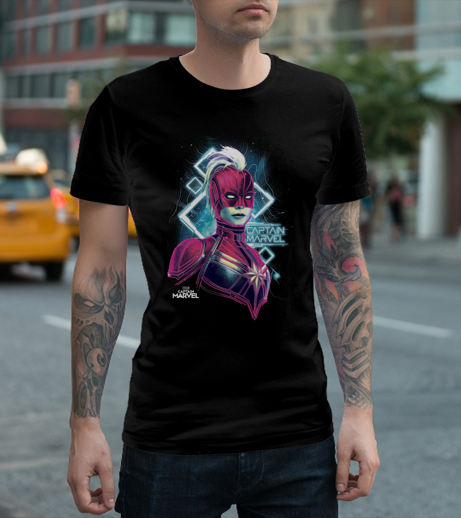 Marvel Captain Marvel Space Neon Glow T-Shirt