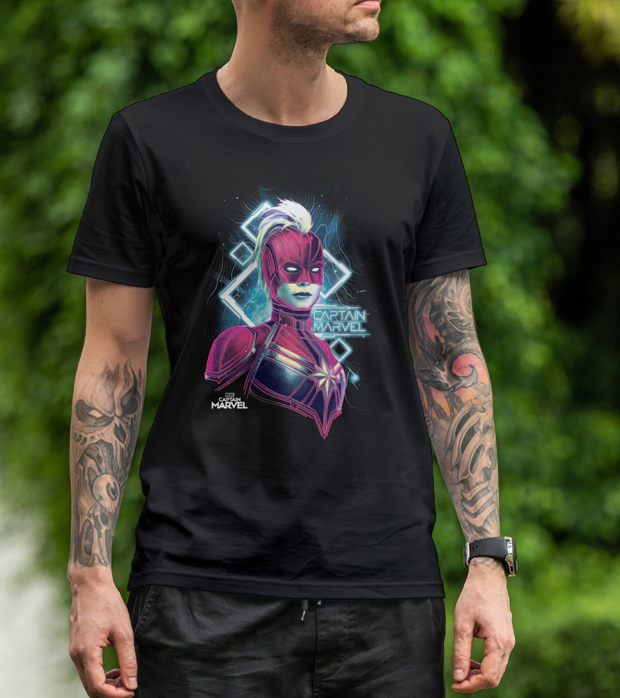 Marvel Captain Marvel Space Neon Glow T-Shirt
