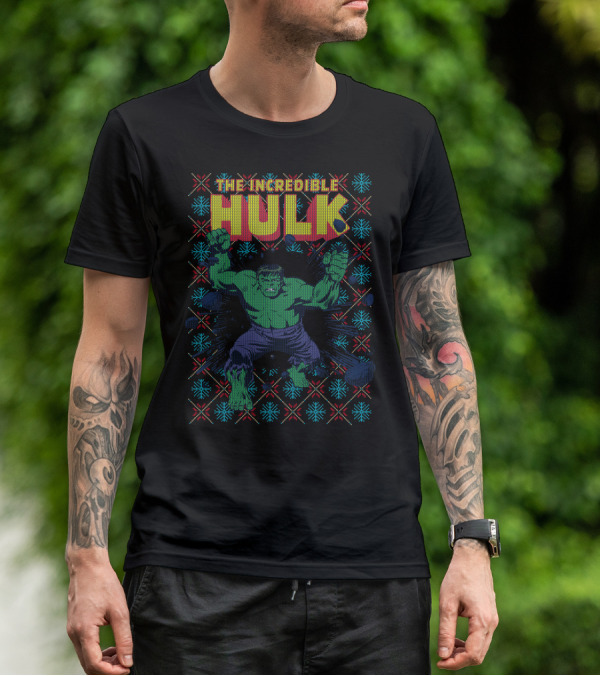 The Incredible Hulk Smash Marvel Comic Retro Explosion Christmas T-Shirt