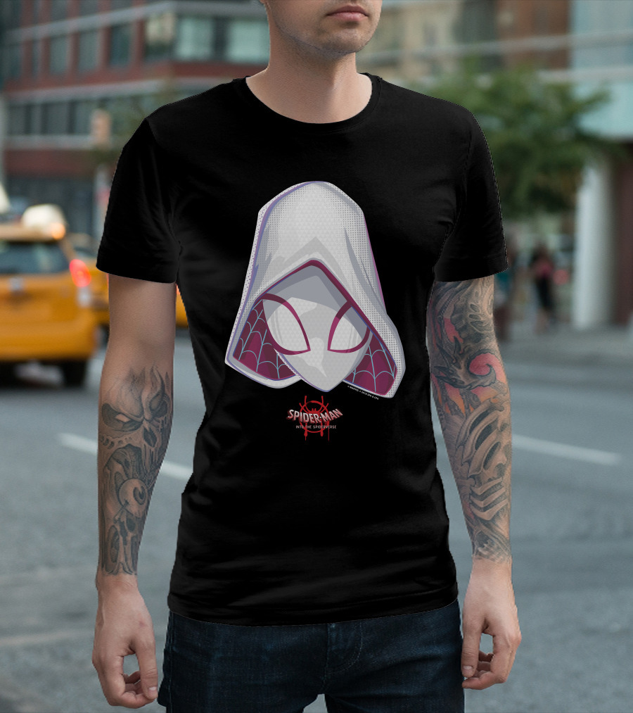 Spider-Man Into the Spider-Verse Spider-Gwen Mask Marvel T-Shirt
