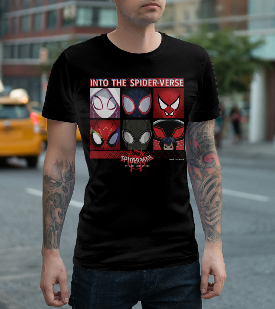 Marvel Spider-Man Into The Spider-Verse Square Group T-Shirt
