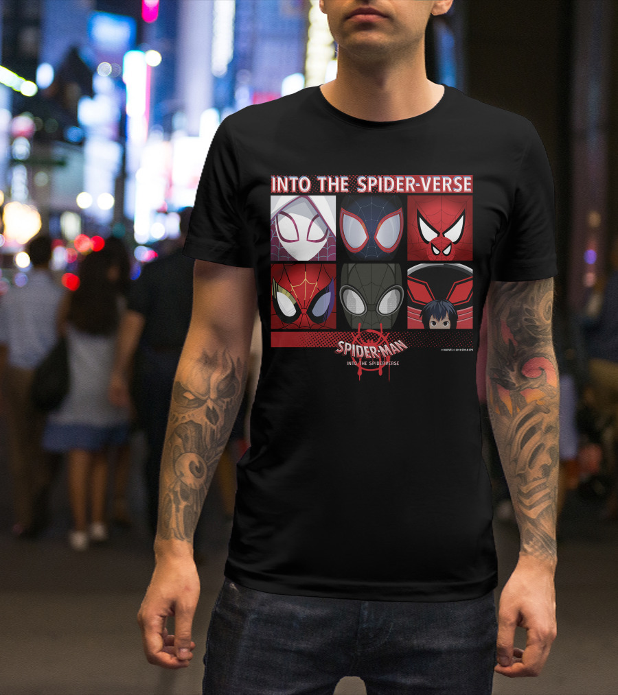 Marvel Spider-Man Into The Spider-Verse Square Group T-Shirt