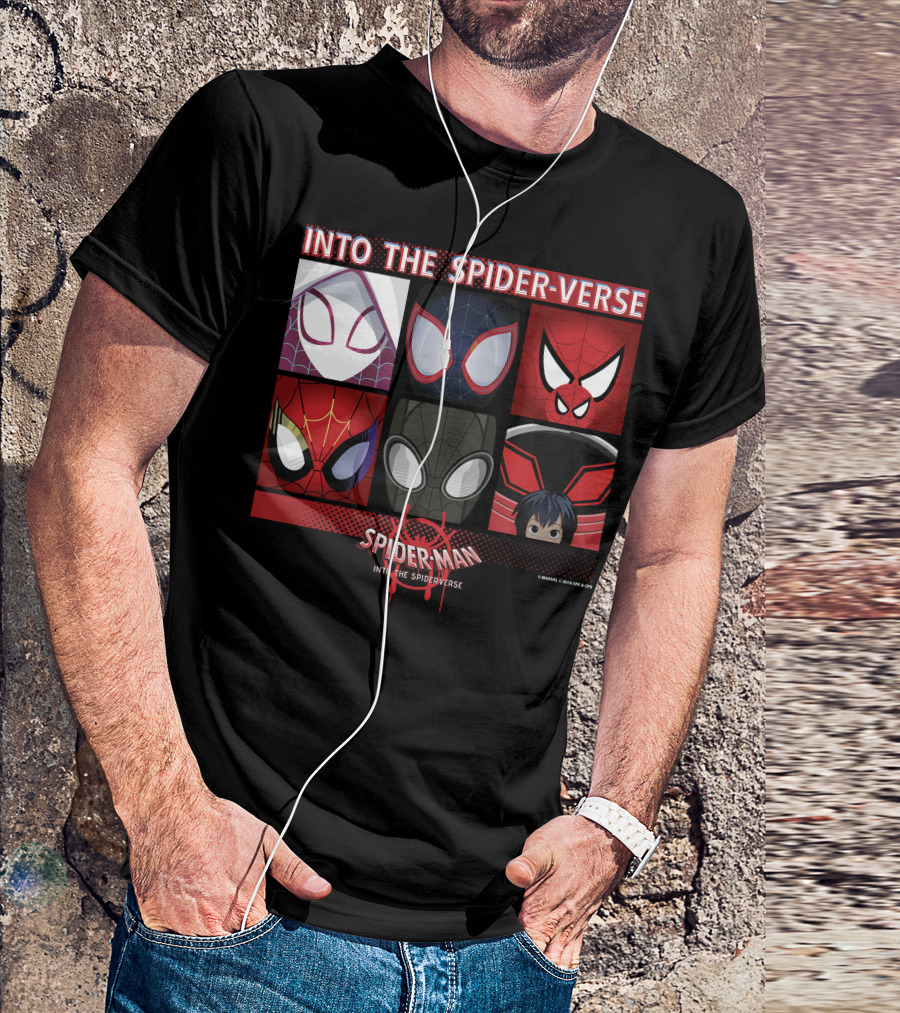 Marvel Spider-Man Into The Spider-Verse Square Group T-Shirt