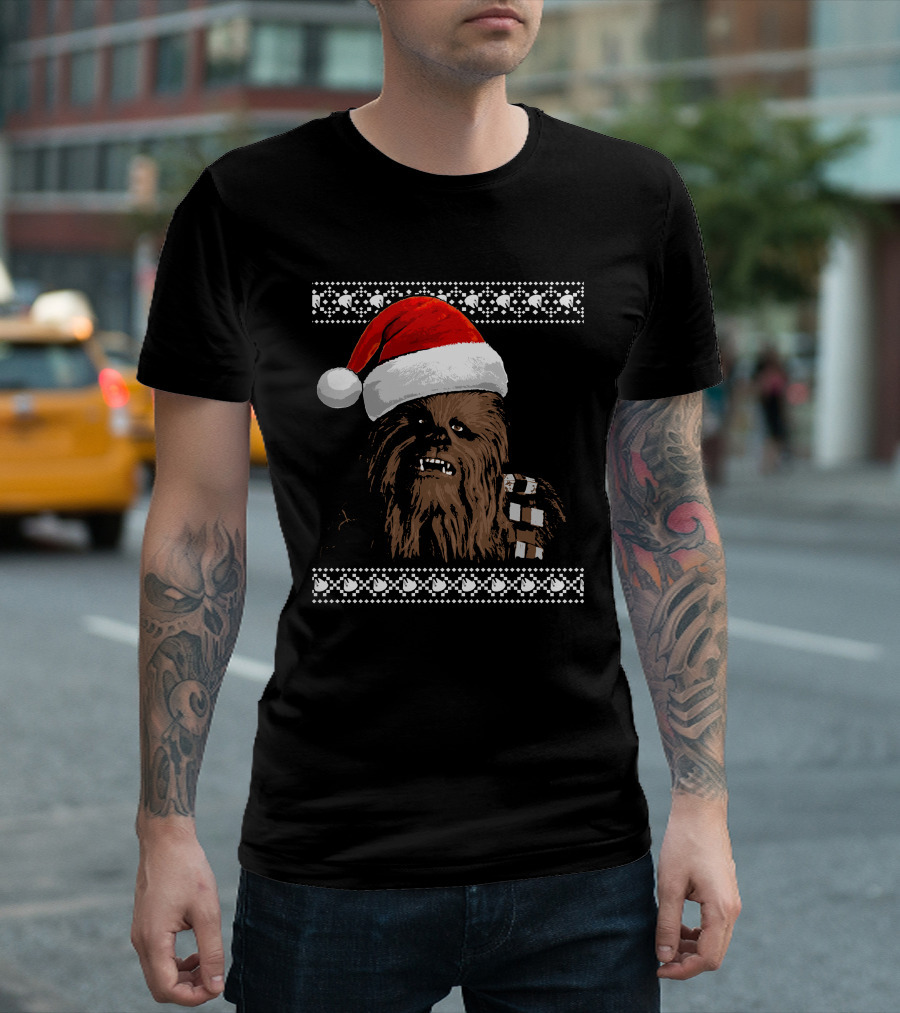 Chewbacca in Santa Hat Star Wars Holiday T-Shirt
