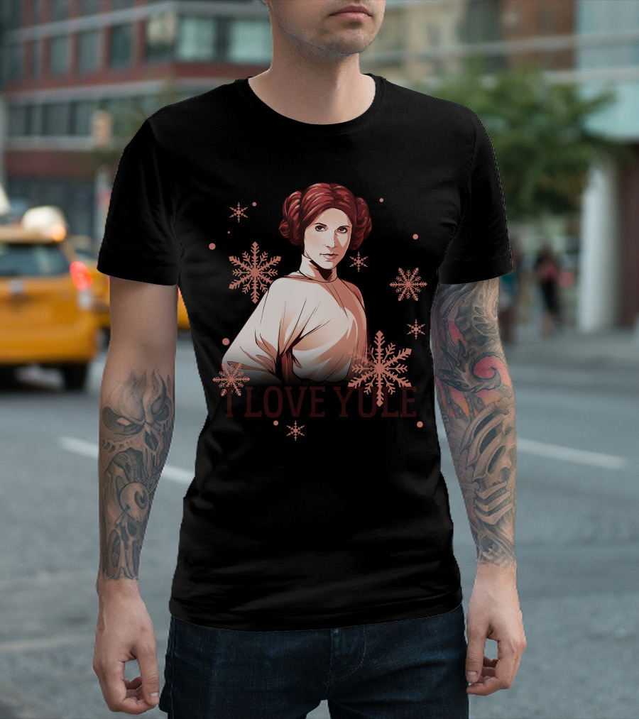 Star Wars Leia I Love Yule Christmas Snowflake Iconic Princess T-Shirt
