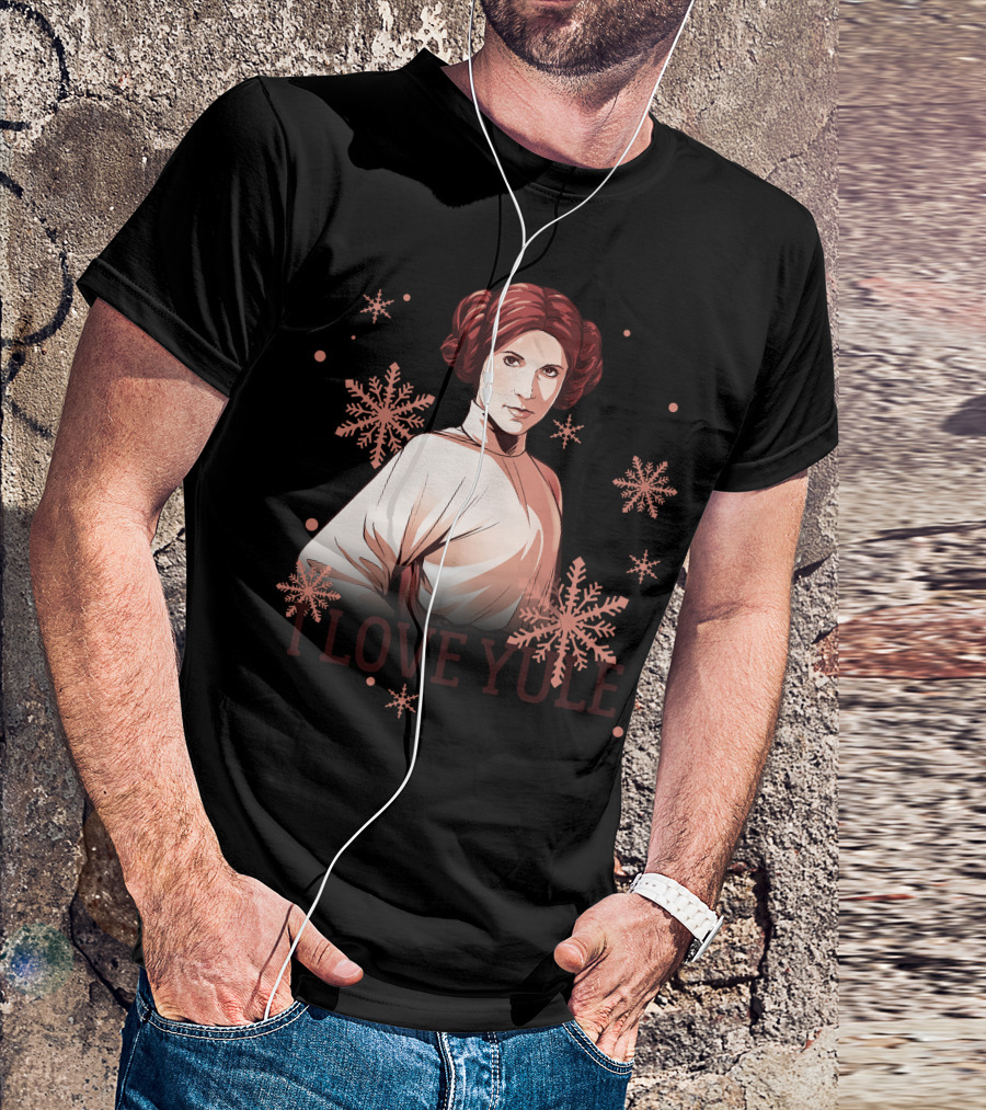 Star Wars Leia I Love Yule Christmas Snowflake Iconic Princess T-Shirt