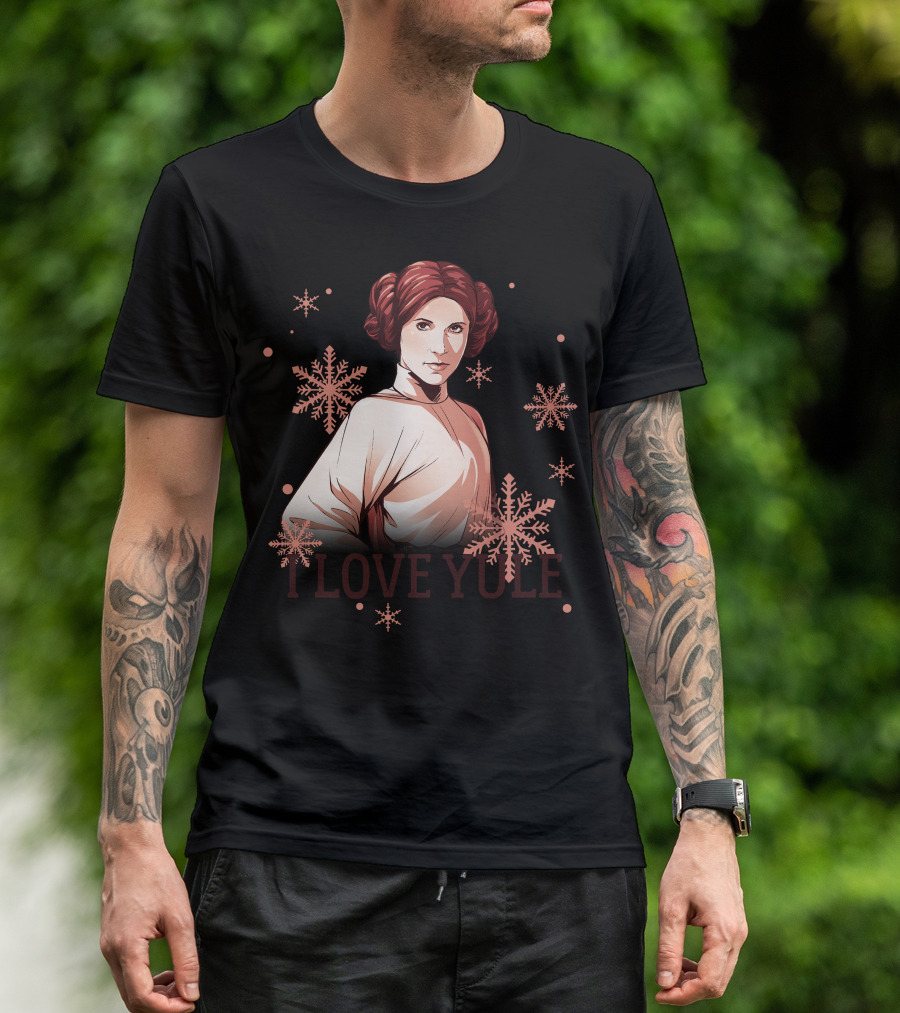 Star Wars Leia I Love Yule Christmas Snowflake Iconic Princess T-Shirt