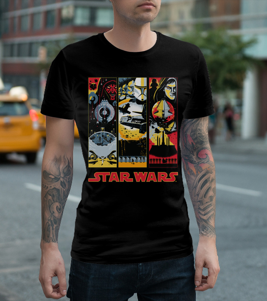 Star Wars Darth Maul Clone Trooper Anakin Panels T-Shirt
