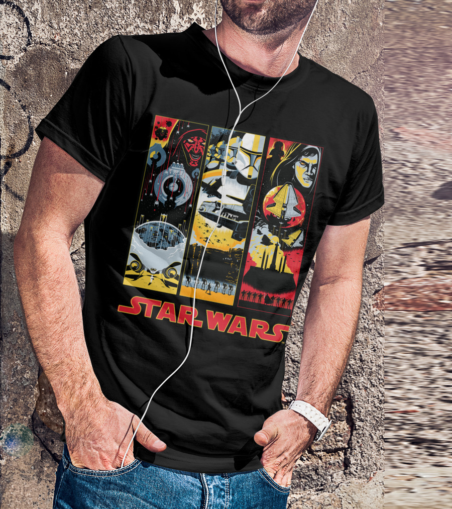 Star Wars Darth Maul Clone Trooper Anakin Panels T-Shirt
