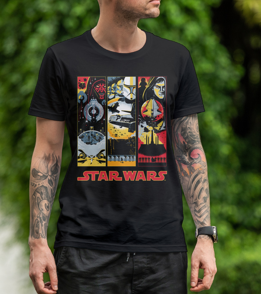 Star Wars Darth Maul Clone Trooper Anakin Panels T-Shirt