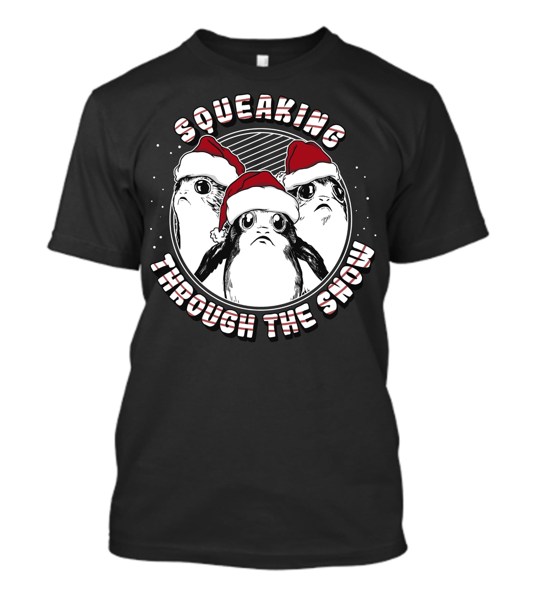 Squeaking Through The Snow Star Wars Porg Santa Hat T-Shirt