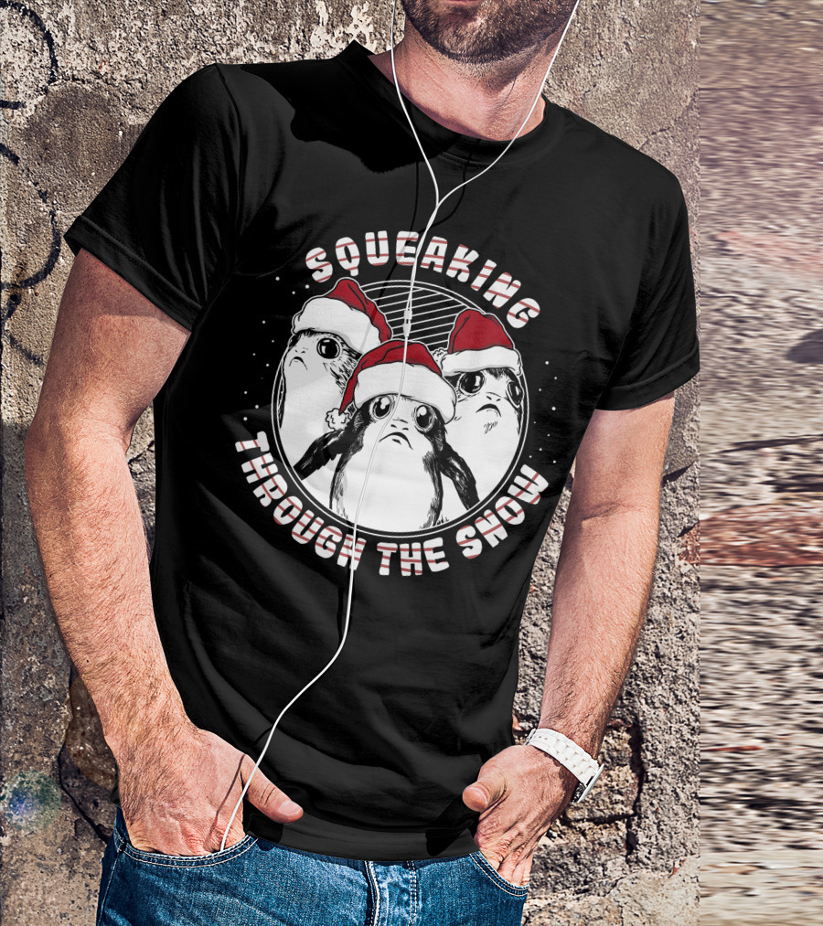 Squeaking Through The Snow Star Wars Porg Santa Hat T-Shirt