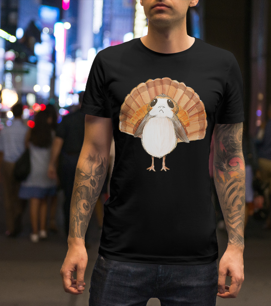 Star Wars Porg Turkey Thanksgiving Feathers T-Shirt