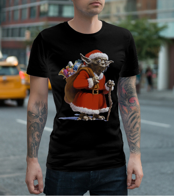 Star Wars Santa Yoda Carrying Sack Of Presents T-Shirt