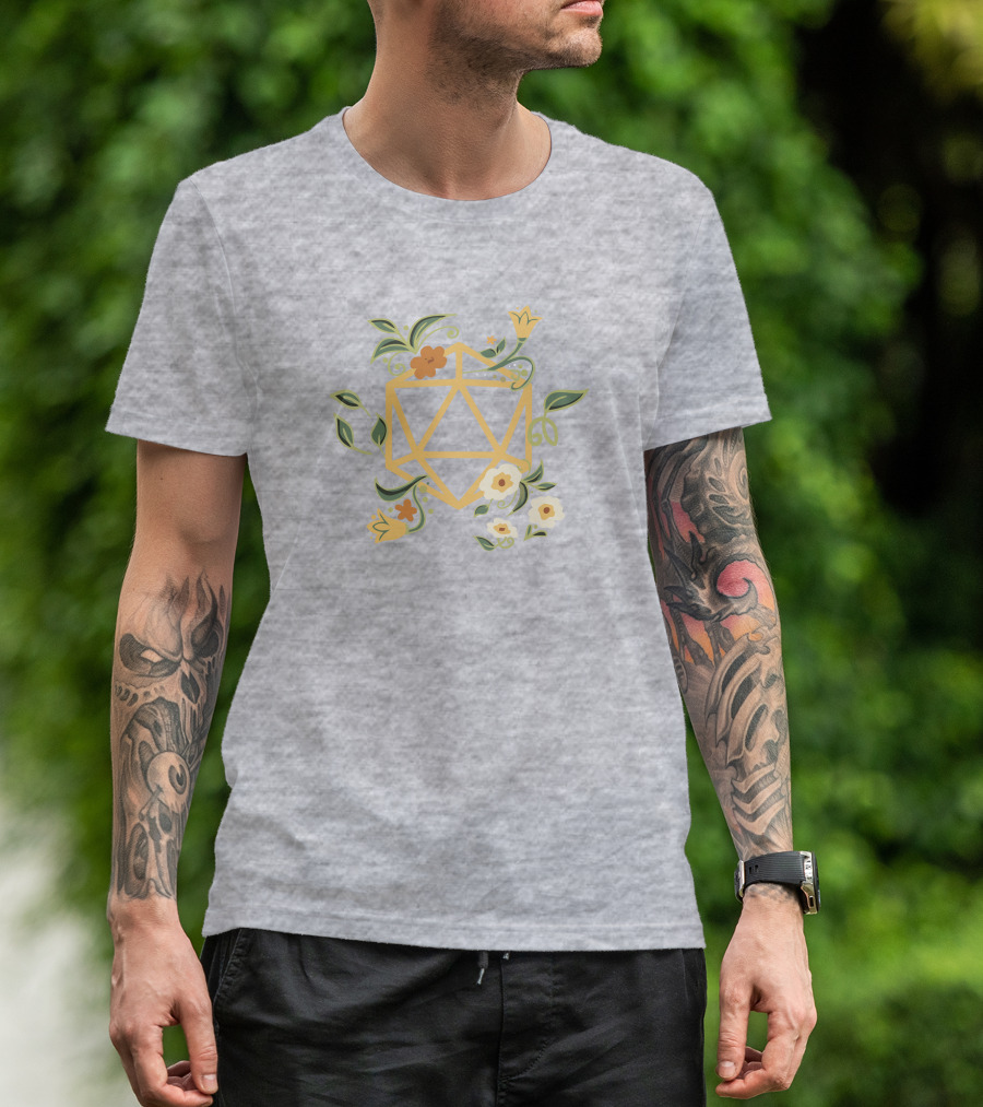 Druidic Floral Dice Dungeons And Dragons T-Shirt