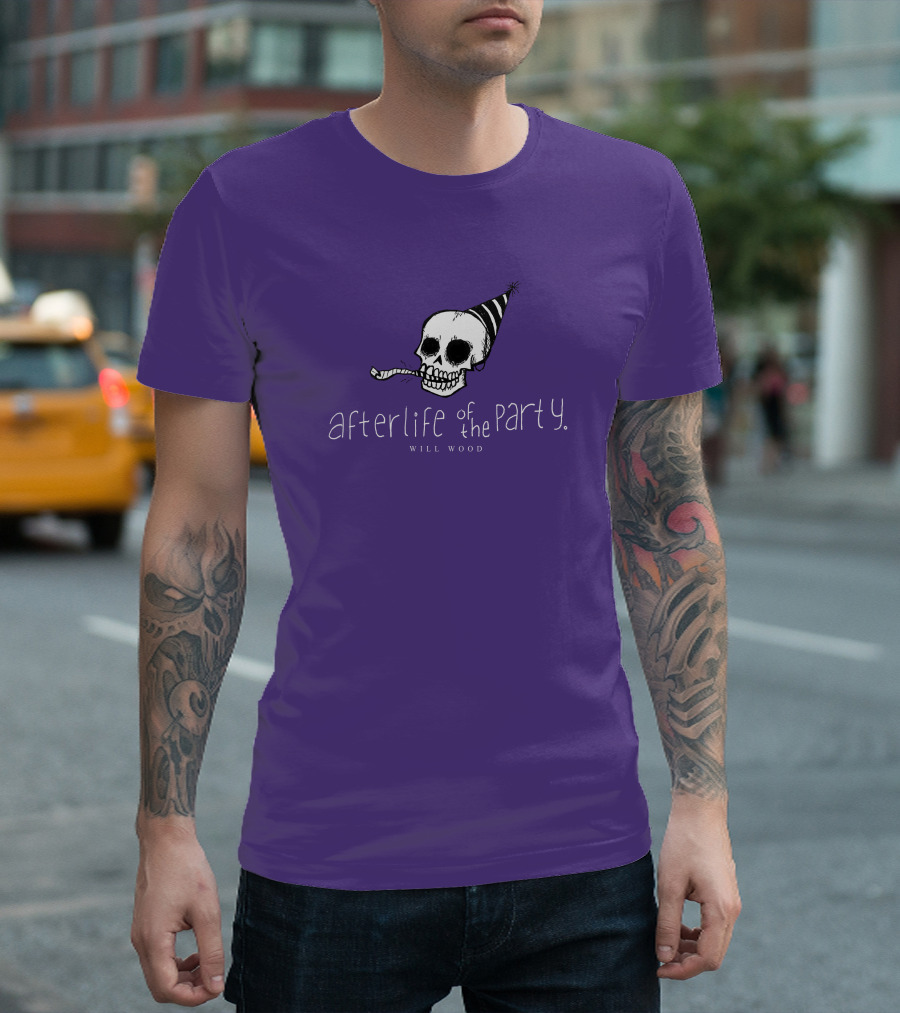 Afterlife Of The Party Skull With Party Hat And Blower T-Shirt